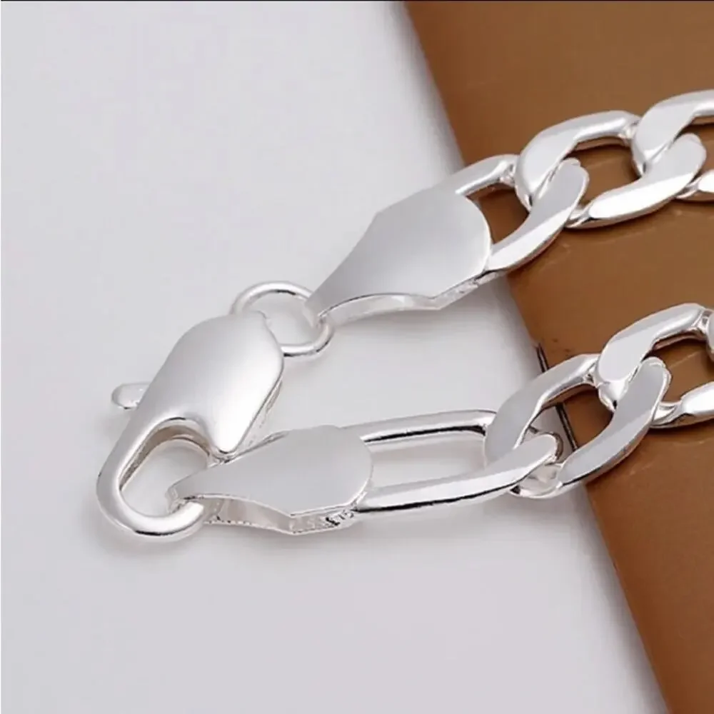 Sterling Silver Figaro 12mm Bracelet